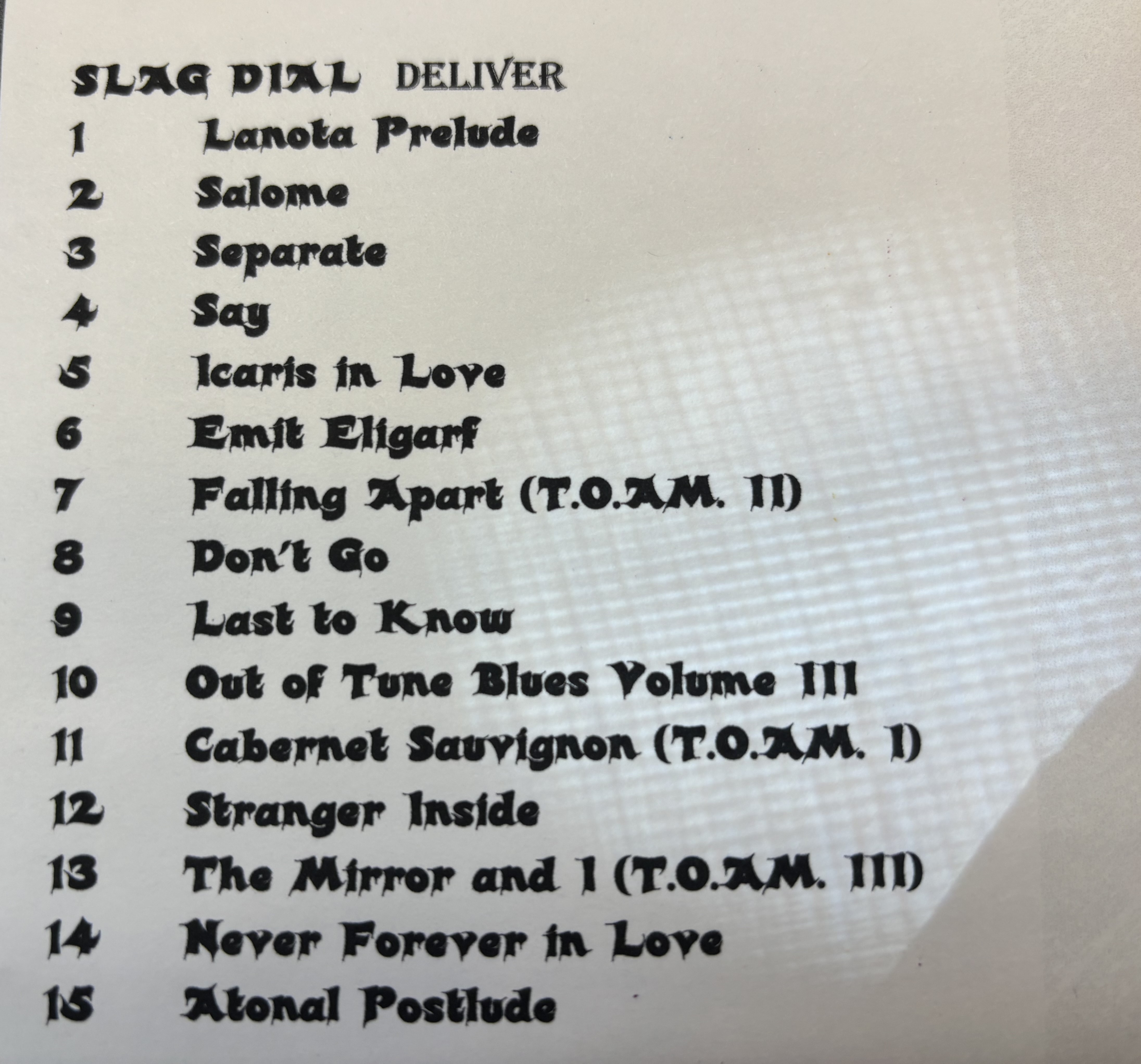 Deliver album track listing